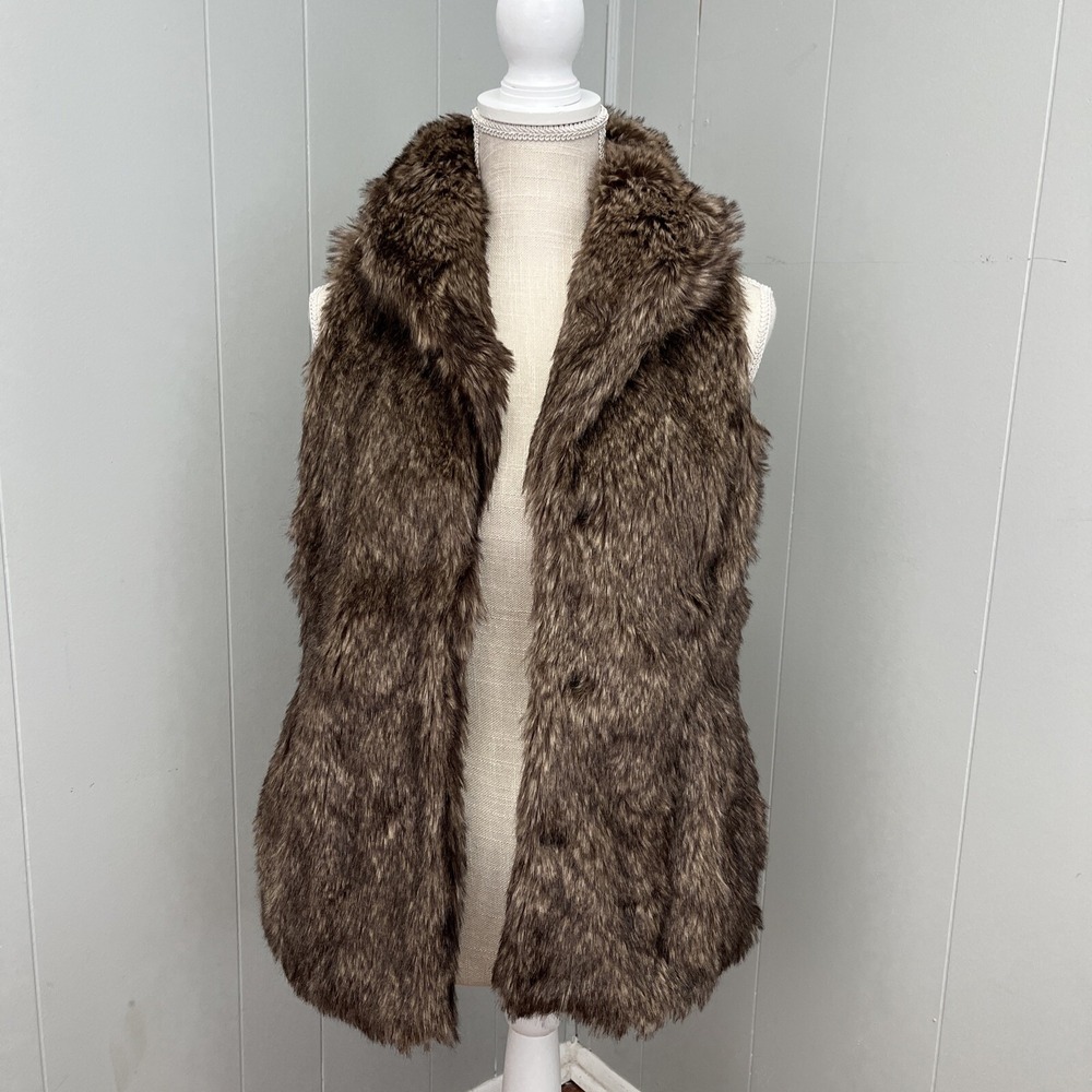 Beautiful Altar'd State Faux Fur Pocketed Vest Brown Size Small